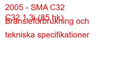 2005 - SMA C32
C32 1.3i (85 hk) Bränsleförbrukning och tekniska specifikationer