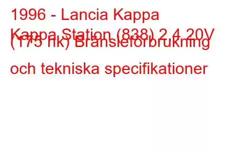 1996 - Lancia Kappa
Kappa Station (838) 2,4 20V (175 hk) Bränsleförbrukning och tekniska specifikationer