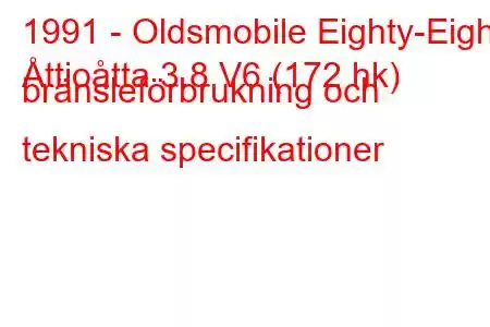 1991 - Oldsmobile Eighty-Eight
Åttioåtta 3.8 V6 (172 hk) bränsleförbrukning och tekniska specifikationer