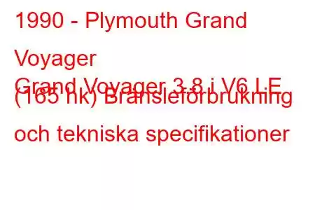 1990 - Plymouth Grand Voyager
Grand Voyager 3.8 i V6 LE (165 hk) Bränsleförbrukning och tekniska specifikationer