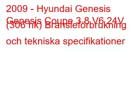 2009 - Hyundai Genesis
Genesis Coupe 3.8 V6 24V (306 hk) Bränsleförbrukning och tekniska specifikationer