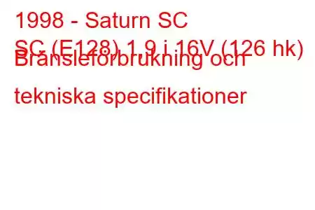 1998 - Saturn SC
SC (E128) 1,9 i 16V (126 hk) Bränsleförbrukning och tekniska specifikationer