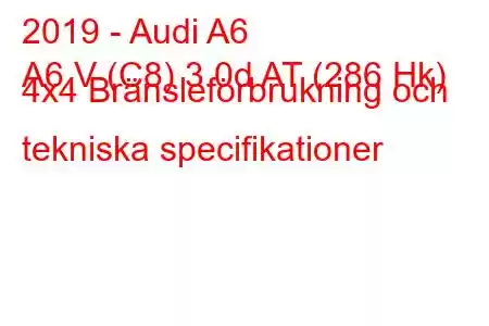 2019 - Audi A6
A6 V (C8) 3.0d AT (286 Hk) 4x4 Bränsleförbrukning och tekniska specifikationer