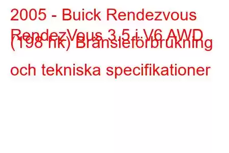 2005 - Buick Rendezvous
RendezVous 3.5 i V6 AWD (198 hk) Bränsleförbrukning och tekniska specifikationer