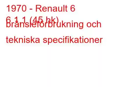 1970 - Renault 6
6 1,1 (45 hk) bränsleförbrukning och tekniska specifikationer