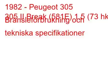 1982 - Peugeot 305
305 II Break (581E) 1,5 (73 hk) Bränsleförbrukning och tekniska specifikationer