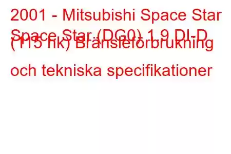 2001 - Mitsubishi Space Star
Space Star (DG0) 1.9 DI-D (115 hk) Bränsleförbrukning och tekniska specifikationer