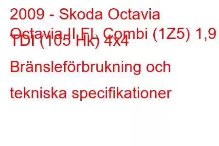 2009 - Skoda Octavia
Octavia II FL Combi (1Z5) 1,9 TDI (105 Hk) 4x4 Bränsleförbrukning och tekniska specifikationer