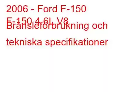 2006 - Ford F-150
F-150 4.6L V8 Bränsleförbrukning och tekniska specifikationer