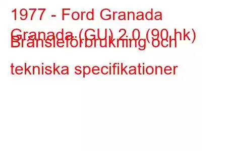 1977 - Ford Granada
Granada (GU) 2.0 (90 hk) Bränsleförbrukning och tekniska specifikationer