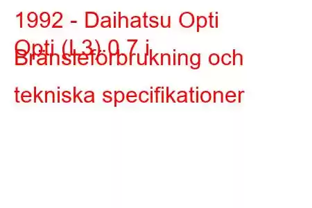 1992 - Daihatsu Opti
Opti (L3) 0.7 i Bränsleförbrukning och tekniska specifikationer