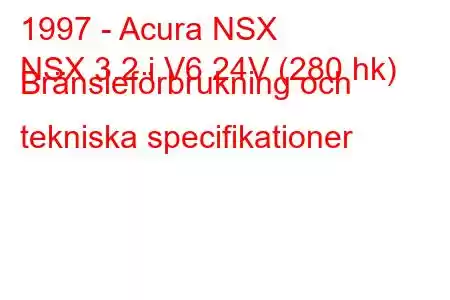 1997 - Acura NSX
NSX 3.2 i V6 24V (280 hk) Bränsleförbrukning och tekniska specifikationer