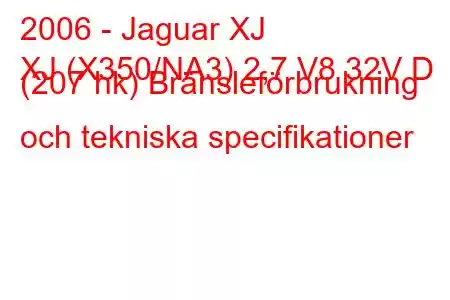 2006 - Jaguar XJ
XJ (X350/NA3) 2,7 V8 32V D (207 hk) Bränsleförbrukning och tekniska specifikationer