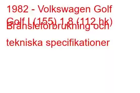 1982 - Volkswagen Golf
Golf I (155) 1,8 (112 hk) Bränsleförbrukning och tekniska specifikationer