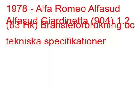 1978 - Alfa Romeo Alfasud
Alfasud Giardinetta (904) 1.2 (63 Hk) Bränsleförbrukning och tekniska specifikationer