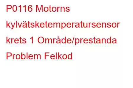 P0116 Motorns kylvätsketemperatursensor krets 1 Område/prestanda Problem Felkod