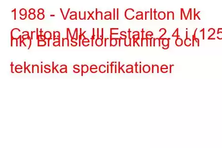 1988 - Vauxhall Carlton Mk
Carlton Mk III Estate 2.4 i (125 hk) Bränsleförbrukning och tekniska specifikationer