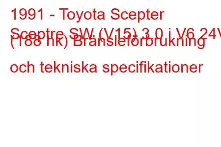 1991 - Toyota Scepter
Sceptre SW (V15) 3.0 i V6 24V (188 hk) Bränsleförbrukning och tekniska specifikationer