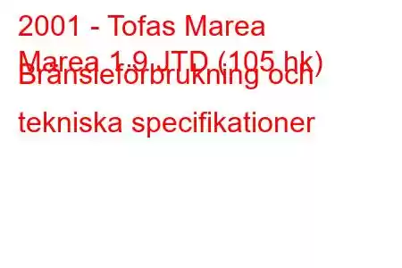 2001 - Tofas Marea
Marea 1.9 JTD (105 hk) Bränsleförbrukning och tekniska specifikationer