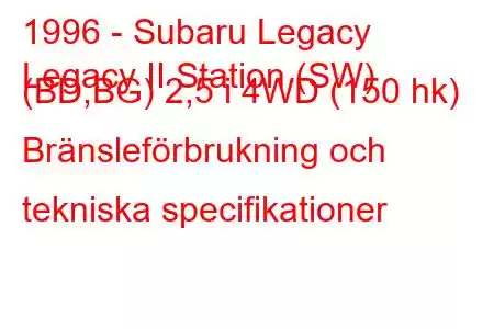 1996 - Subaru Legacy
Legacy II Station (SW) (BD,BG) 2,5 i 4WD (150 hk) Bränsleförbrukning och tekniska specifikationer