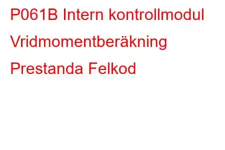 P061B Intern kontrollmodul Vridmomentberäkning Prestanda Felkod