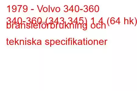 1979 - Volvo 340-360
340-360 (343 345) 1,4 (64 hk) bränsleförbrukning och tekniska specifikationer