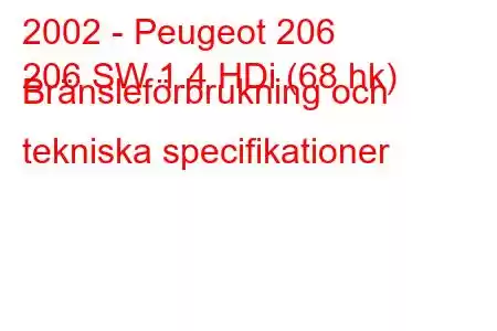 2002 - Peugeot 206
206 SW 1.4 HDi (68 hk) Bränsleförbrukning och tekniska specifikationer