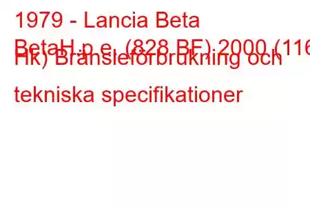 1979 - Lancia Beta
BetaH.p.e. (828 BF) 2000 (116 Hk) Bränsleförbrukning och tekniska specifikationer