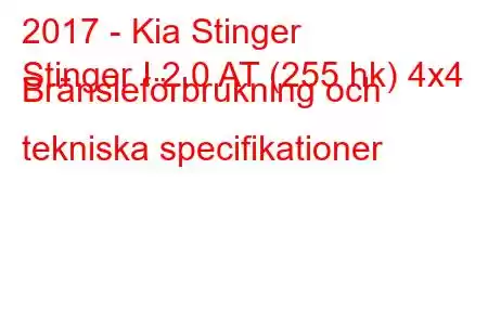 2017 - Kia Stinger
Stinger I 2.0 AT (255 hk) 4x4 Bränsleförbrukning och tekniska specifikationer