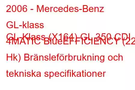 2006 - Mercedes-Benz GL-klass
GL-Klass (X164) GL 350 CDI 4MATIC BlueEFFICIENCY (221 Hk) Bränsleförbrukning och tekniska specifikationer