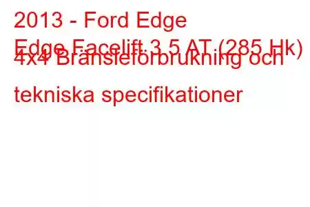 2013 - Ford Edge
Edge Facelift 3.5 AT (285 Hk) 4x4 Bränsleförbrukning och tekniska specifikationer