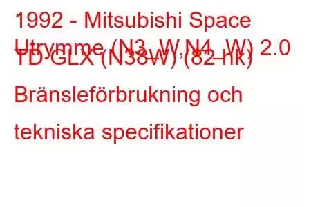 1992 - Mitsubishi Space
Utrymme (N3_W,N4_W) 2.0 TD GLX (N38W) (82 hk) Bränsleförbrukning och tekniska specifikationer