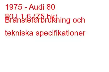 1975 - Audi 80
80 I 1,6 (75 hk) Bränsleförbrukning och tekniska specifikationer