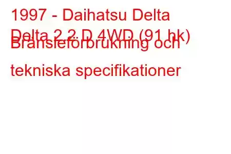 1997 - Daihatsu Delta
Delta 2.2 D 4WD (91 hk) Bränsleförbrukning och tekniska specifikationer