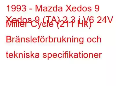 1993 - Mazda Xedos 9
Xedos 9 (TA) 2.3 i V6 24V Miller Cycle (211 Hk) Bränsleförbrukning och tekniska specifikationer