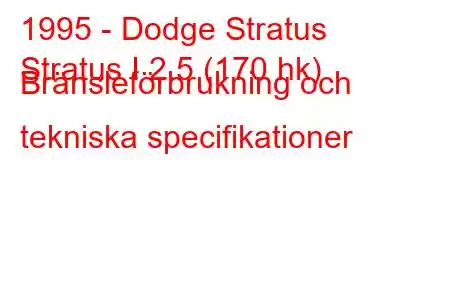 1995 - Dodge Stratus
Stratus I 2.5 (170 hk) Bränsleförbrukning och tekniska specifikationer