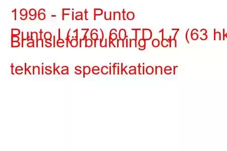 1996 - Fiat Punto
Punto I (176) 60 TD 1,7 (63 hk) Bränsleförbrukning och tekniska specifikationer