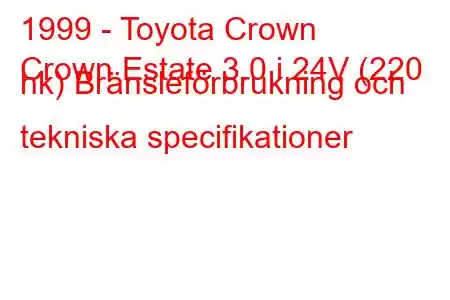 1999 - Toyota Crown
Crown Estate 3.0 i 24V (220 hk) Bränsleförbrukning och tekniska specifikationer