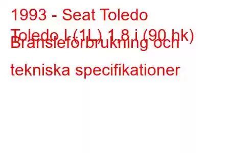 1993 - Seat Toledo
Toledo I (1L) 1,8 i (90 hk) Bränsleförbrukning och tekniska specifikationer