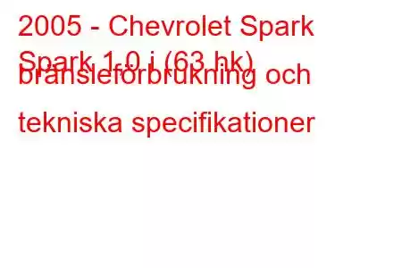 2005 - Chevrolet Spark
Spark 1,0 i (63 hk) bränsleförbrukning och tekniska specifikationer