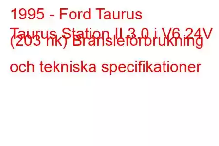 1995 - Ford Taurus
Taurus Station II 3.0 i V6 24V (203 hk) Bränsleförbrukning och tekniska specifikationer