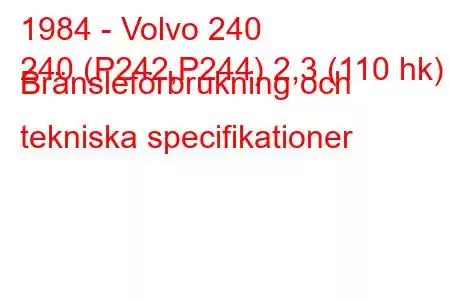 1984 - Volvo 240
240 (P242,P244) 2,3 (110 hk) Bränsleförbrukning och tekniska specifikationer