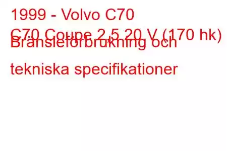 1999 - Volvo C70
C70 Coupe 2,5 20 V (170 hk) Bränsleförbrukning och tekniska specifikationer