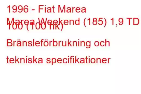 1996 - Fiat Marea
Marea Weekend (185) 1,9 TD 100 (100 hk) Bränsleförbrukning och tekniska specifikationer