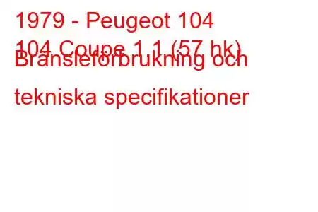 1979 - Peugeot 104
104 Coupe 1.1 (57 hk) Bränsleförbrukning och tekniska specifikationer