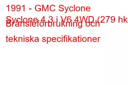 1991 - GMC Syclone
Syclone 4.3 i V6 4WD (279 hk) Bränsleförbrukning och tekniska specifikationer