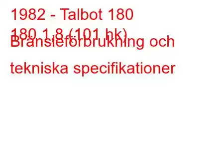 1982 - Talbot 180
180 1,8 (101 hk) Bränsleförbrukning och tekniska specifikationer