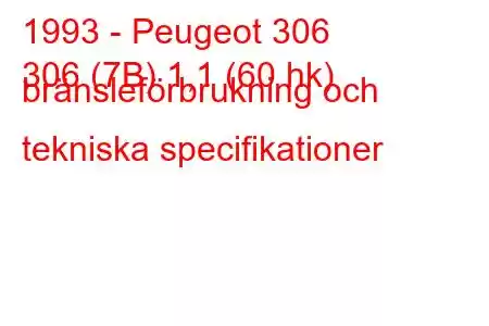 1993 - Peugeot 306
306 (7B) 1,1 (60 hk) bränsleförbrukning och tekniska specifikationer