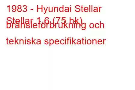 1983 - Hyundai Stellar
Stellar 1,6 (75 hk) bränsleförbrukning och tekniska specifikationer