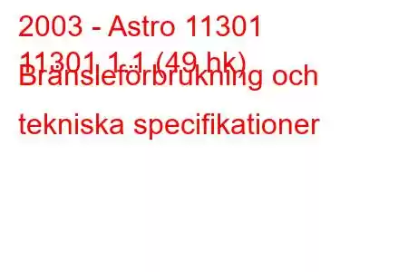 2003 - Astro 11301
11301 1.1 (49 hk) Bränsleförbrukning och tekniska specifikationer